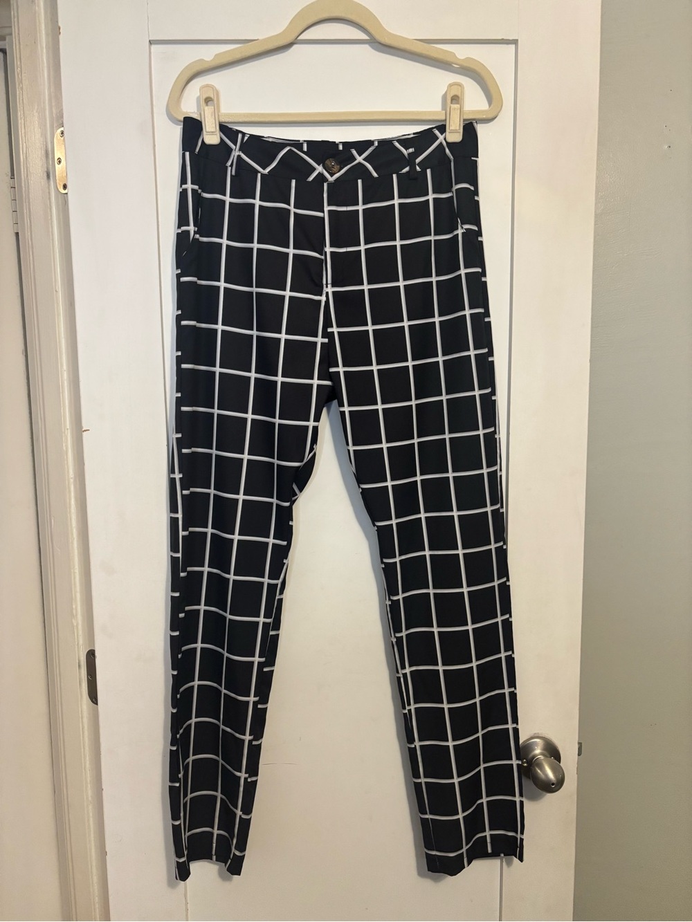 Black & White Windowpane Grid Trousers